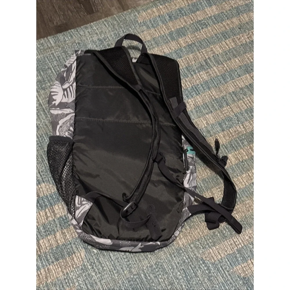 CamelBak Floral Drawstring Backpack Gray Teal Hiking Hydration Pack 16in Rare